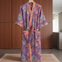LeafKimono - Reversible Organic Cotton Bathrobe with Ginkgo Leaf Motif 5