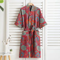 LeafKimono - Reversible Organic Cotton Bathrobe with Ginkgo Leaf Motif 6