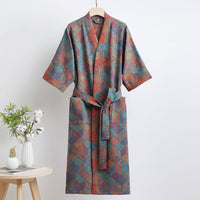 LeafKimono - Reversible Organic Cotton Bathrobe with Ginkgo Leaf Motif 8