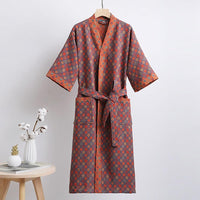 LeafKimono - Reversible Organic Cotton Bathrobe with Ginkgo Leaf Motif 9