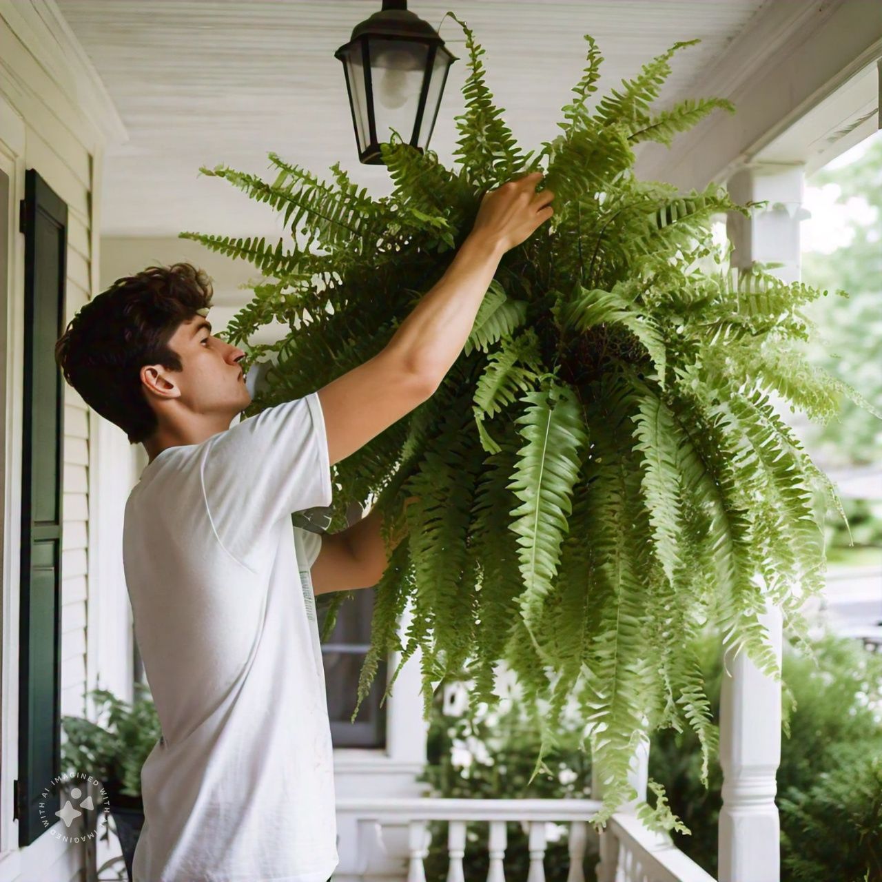 Lifelike Artificial Boston Fern - UV-Resistant Faux Plants for Outdoor Décor 0