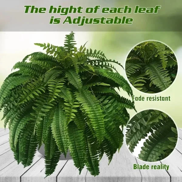 Lifelike Artificial Boston Fern - UV-Resistant Faux Plants for Outdoor Décor 4
