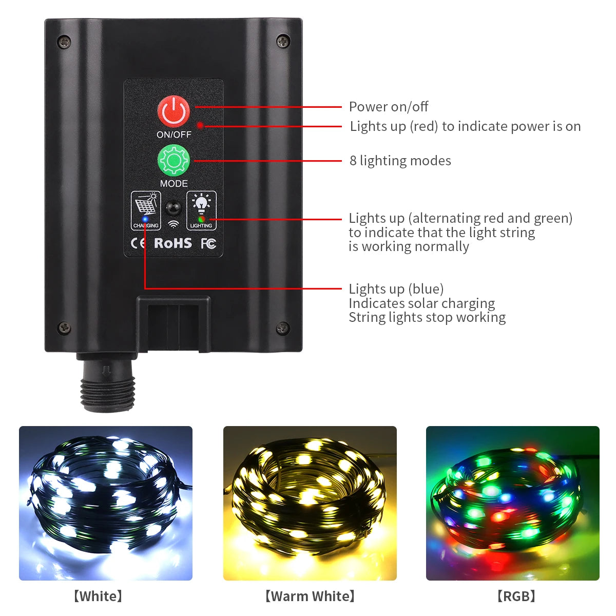 LumiSol ProLine - 100M Solar Fairy Lights with Remote Control & 8 Modes 4