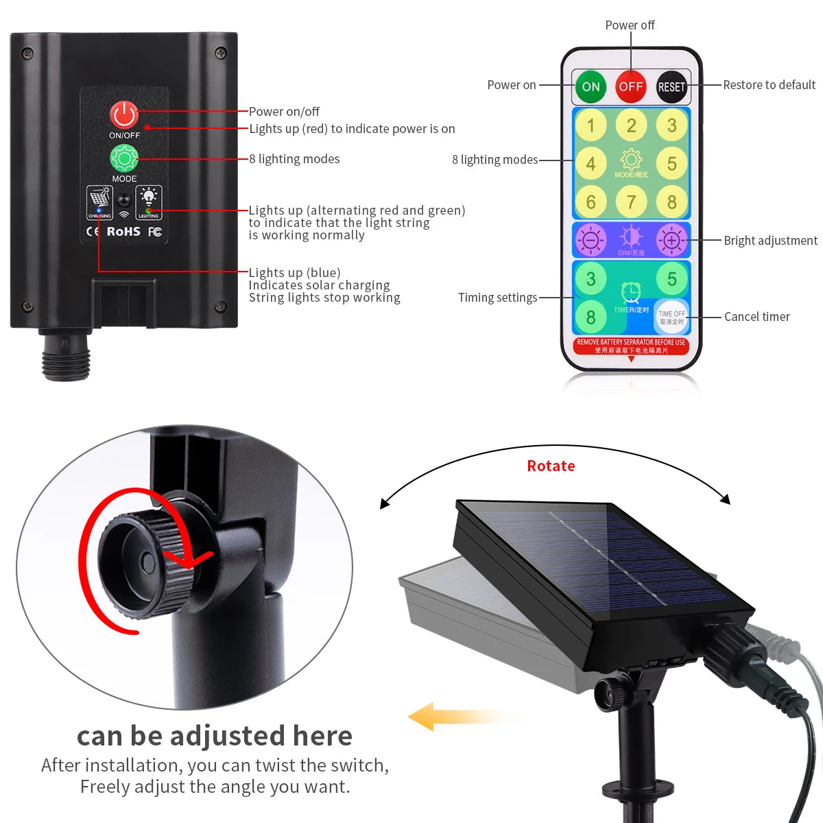 LumiSol ProLine - 100M Solar Fairy Lights with Remote Control & 8 Modes 5