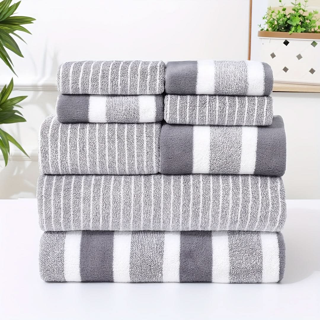 Luxury Coral - Ultra Soft 8-Piece Bath Towel Set, High Absorbency, Quick-Dry Microfiber 3