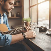 MUSIKSTRUM - Adjustable Men's Leather Bracelet with Guitar-Inspired Design 1