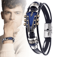 MUSIKSTRUM - Adjustable Men's Leather Bracelet with Guitar-Inspired Design 7