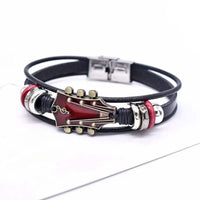 MUSIKSTRUM - Adjustable Men's Leather Bracelet with Guitar-Inspired Design 9