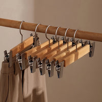 Maxwell - Wooden Pants Hangers with Clips, 10 Pack, Durable & Stylish Trouser Organizers 0