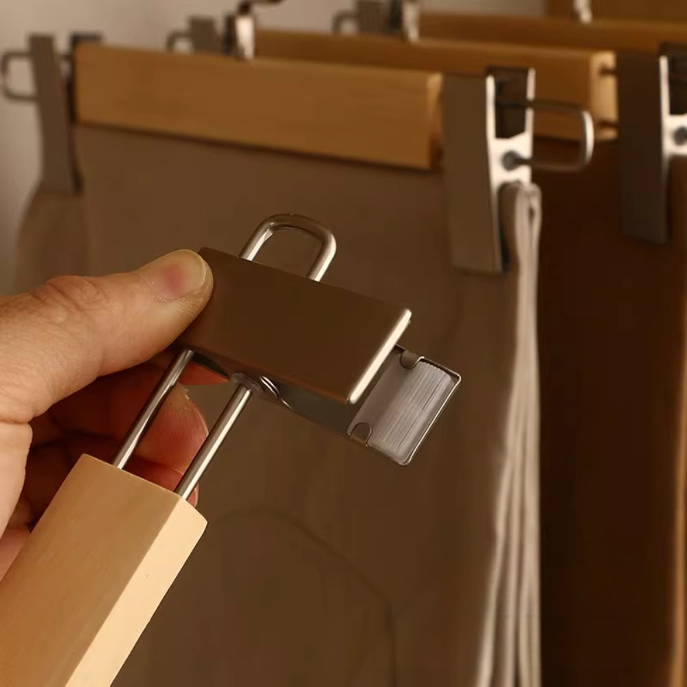Maxwell - Wooden Pants Hangers with Clips, 10 Pack, Durable & Stylish Trouser Organizers 2
