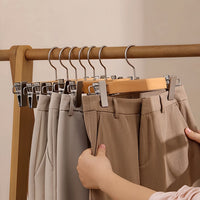 Maxwell - Wooden Pants Hangers with Clips, 10 Pack, Durable & Stylish Trouser Organizers 6
