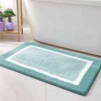 Modern Border Non-Slip Bath Mat - Soft Microfiber Bathroom Rug for Safety 0