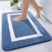 Modern Border Non-Slip Bath Mat - Soft Microfiber Bathroom Rug for Safety 1