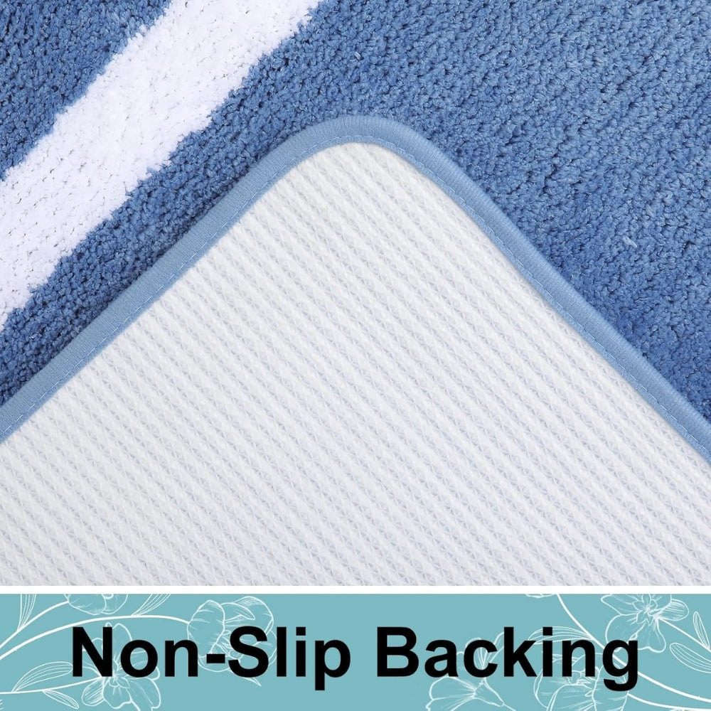 Modern Border Non-Slip Bath Mat - Soft Microfiber Bathroom Rug for Safety 5