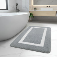 Modern Border Non-Slip Bath Mat - Soft Microfiber Bathroom Rug for Safety 6