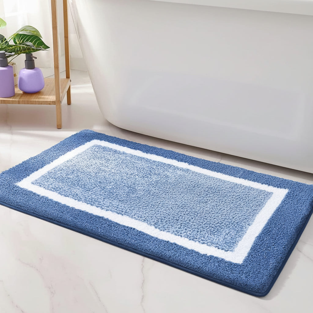Modern Border Non-Slip Bath Mat - Soft Microfiber Bathroom Rug for Safety 7