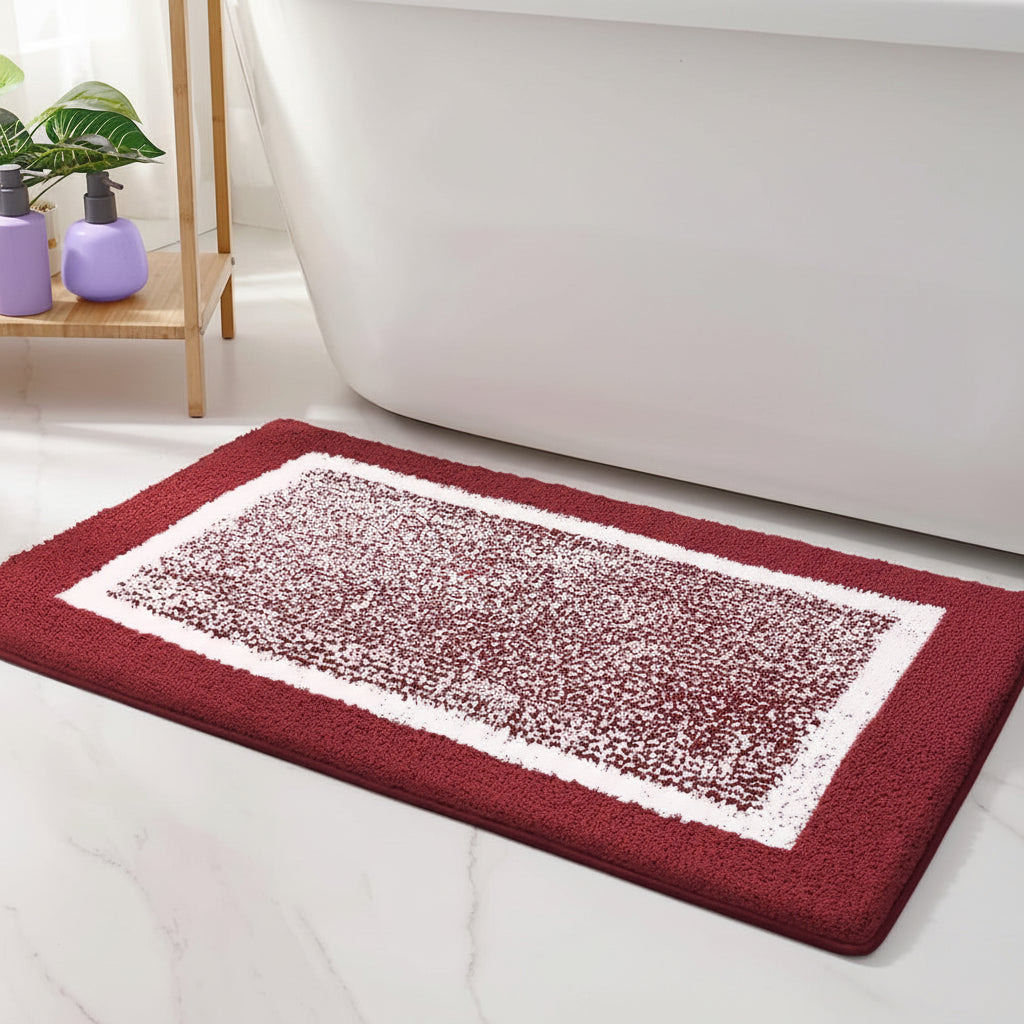 Modern Border Non-Slip Bath Mat - Soft Microfiber Bathroom Rug for Safety 9