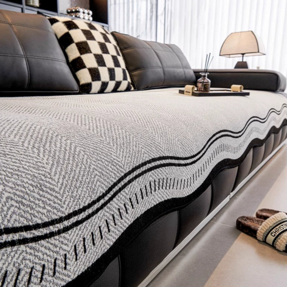 Modern Wave Anti-Slip Sofa Cover - Stylish Couch Cover for Pets & Families 4