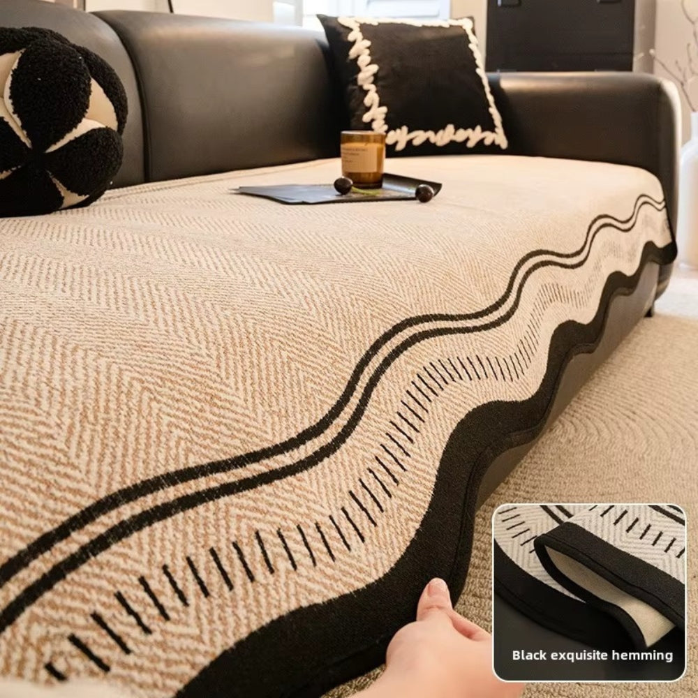 Modern Wave Anti-Slip Sofa Cover - Stylish Couch Cover for Pets & Families 5
