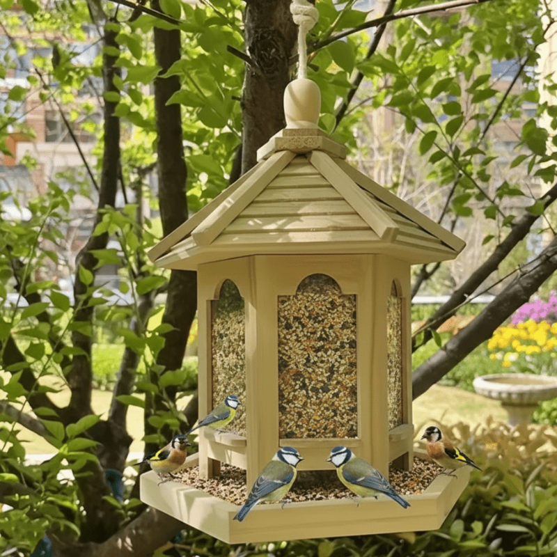 NATUREWELL – Rustic, handmade birdhouse with integrated water system made of wood 0