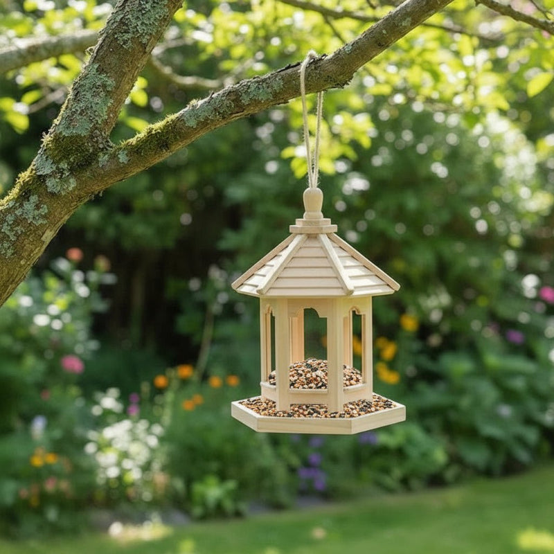 NATUREWELL – Rustic, handmade birdhouse with integrated water system made of wood 3