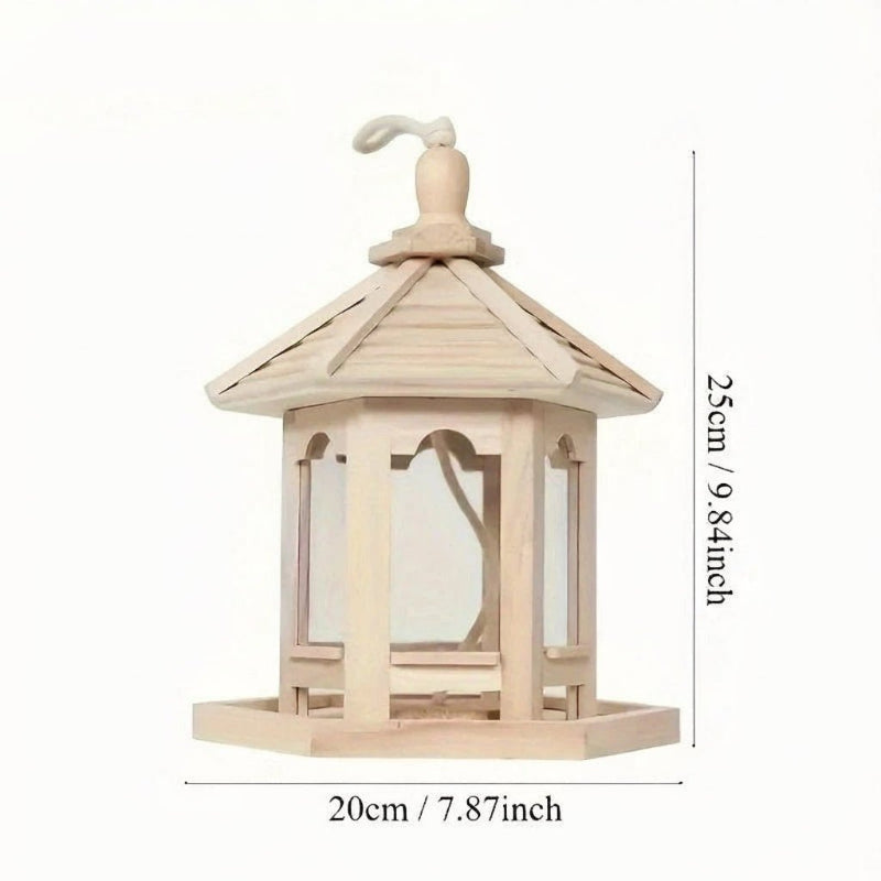 NATUREWELL – Rustic, handmade birdhouse with integrated water system made of wood 6