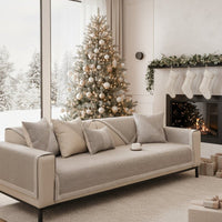NATURWEFT Non-Slip Cotton-Linen Sofa Cover - Breathable Couch Slipcover for Year-Round Comfort 1