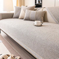 NATURWEFT Non-Slip Cotton-Linen Sofa Cover - Breathable Couch Slipcover for Year-Round Comfort 11