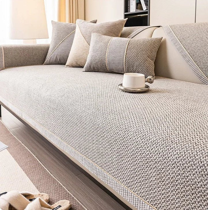 NATURWEFT Non-Slip Cotton-Linen Sofa Cover - Breathable Couch Slipcover for Year-Round Comfort 6