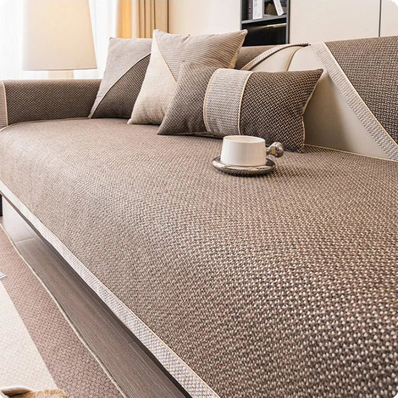 NATURWEFT Non-Slip Cotton-Linen Sofa Cover - Breathable Couch Slipcover for Year-Round Comfort 9