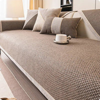 NATURWEFT Non-Slip Cotton-Linen Sofa Cover - Breathable Couch Slipcover for Year-Round Comfort 9