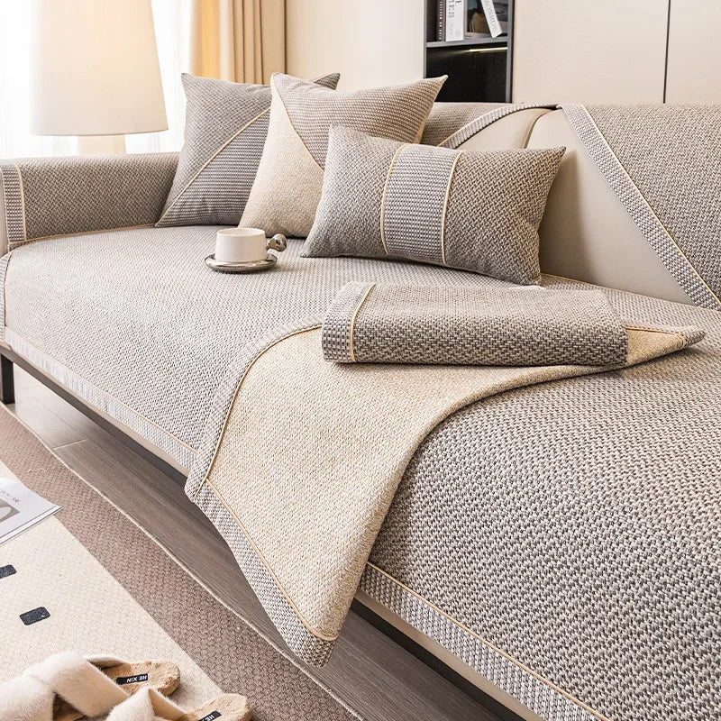 Naturweft - Non-Slip Cotton Linen Sofa Throw Blanket for Couch Protection 3