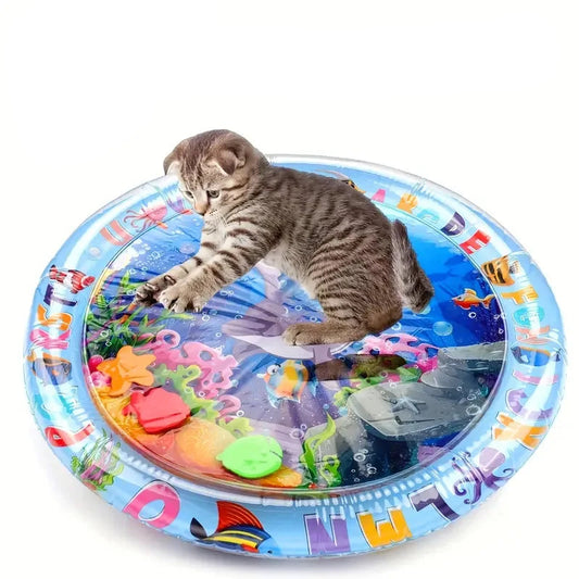 Pet Sensory Water Mat - Inflatable Ocean-Themed Cooling Play Mat for Cats and Small Pets 2