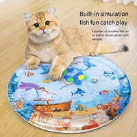 Pet Sensory Water Mat - Inflatable Ocean-Themed Cooling Play Mat for Cats and Small Pets 3
