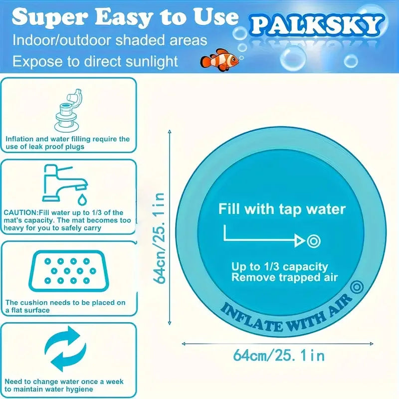 Pet Sensory Water Mat - Inflatable Ocean-Themed Cooling Play Mat for Cats and Small Pets 5