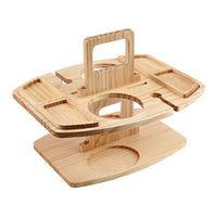 Portable Wooden Folding Picnic Table with Snack Compartments for Outdoor Use 1