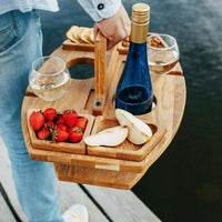 Portable Wooden Folding Picnic Table with Snack Compartments for Outdoor Use 3