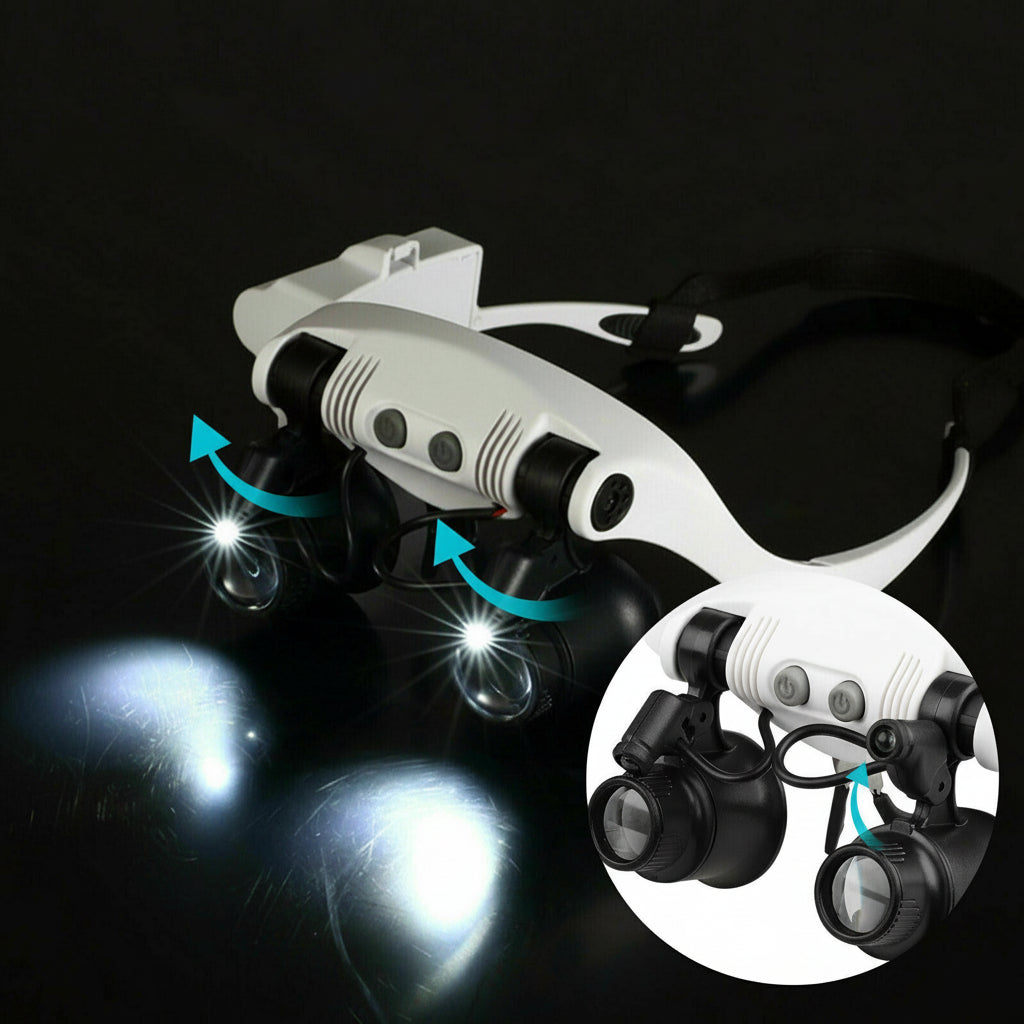 PrecisionPro Headband Magnifier with LED Light & 4 Interchangeable Lenses 4