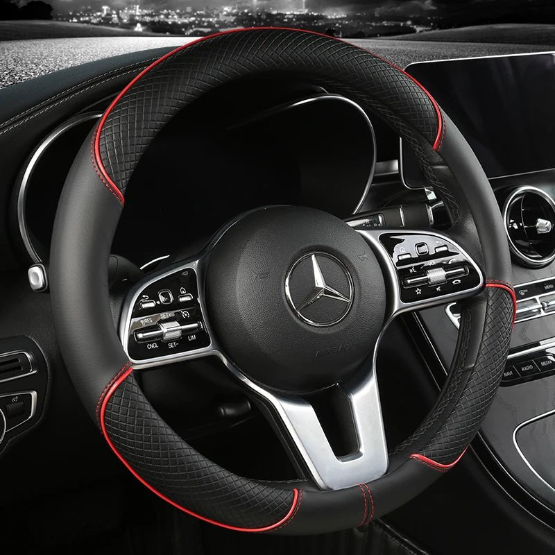 Premium Faux Leather Steering Wheel Cover with Diamond Pattern - Anti-Slip Grip for Cars 6