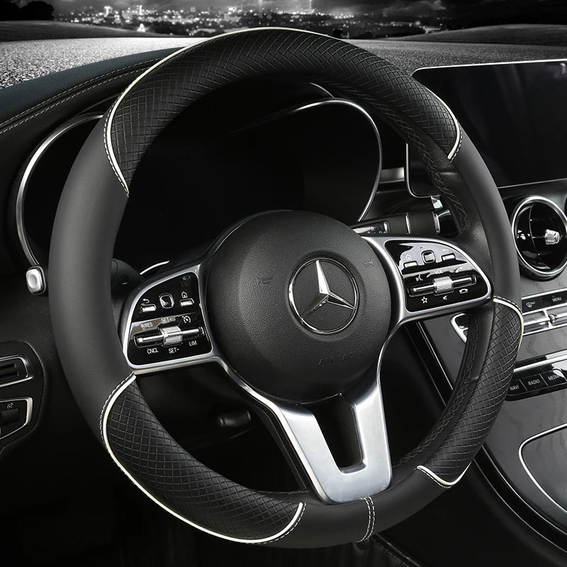 Premium Faux Leather Steering Wheel Cover with Diamond Pattern - Anti-Slip Grip for Cars 7