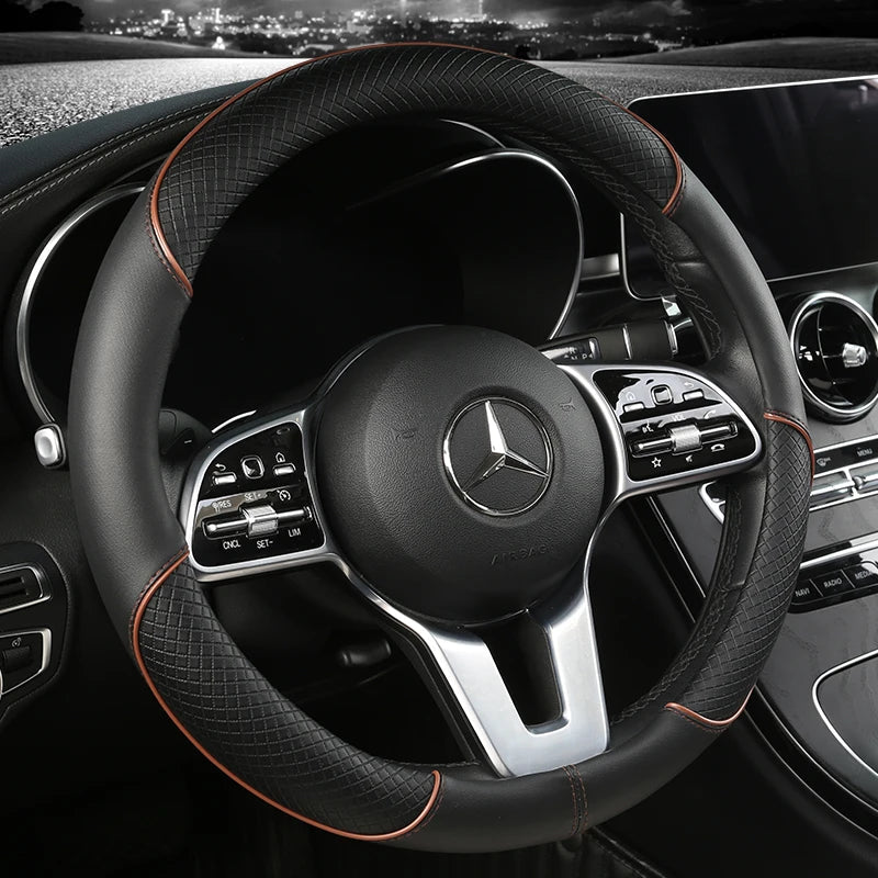 Premium Faux Leather Steering Wheel Cover with Diamond Pattern - Anti-Slip Grip for Cars 8