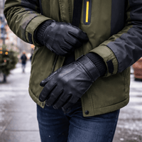 Premium Leather Gloves - Black Leather Gloves with Warm Lining for Winter 0