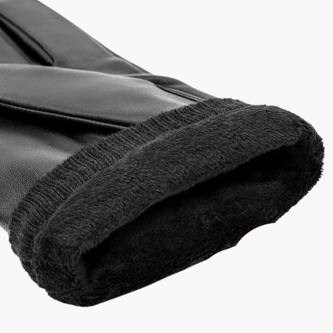 Premium Leather Gloves - Black Leather Gloves with Warm Lining for Winter 4