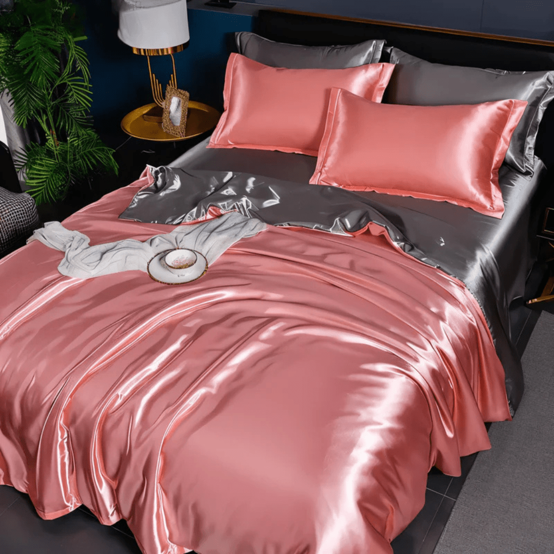 Premium Silk-Look Bed Set - Duvet Cover & Pillowcases for Year-Round Comfort 11
