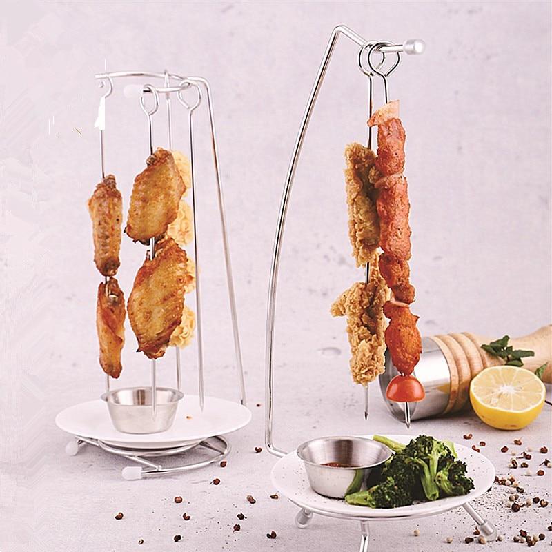 Premium Stainless Steel BBQ Skewers Set with Grill Rack - Perfect for Kebab Grilling 0