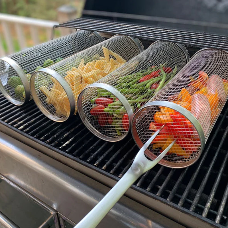 Premium Stainless Steel Grill Basket for Veggies & Fish - 360-Degree Design 0