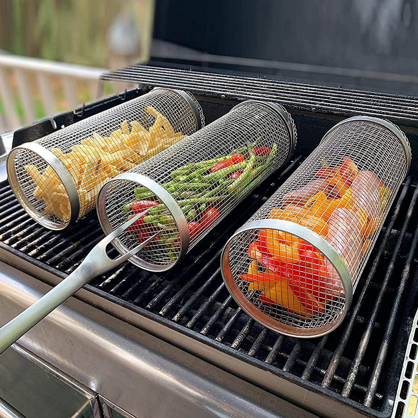 Premium Stainless Steel Grill Basket for Veggies & Fish - 360-Degree Design 1