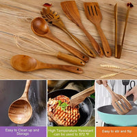 Premium Wooden Cooking Utensils Set - 7 Durable, Non-Stick Kitchen Tools 1