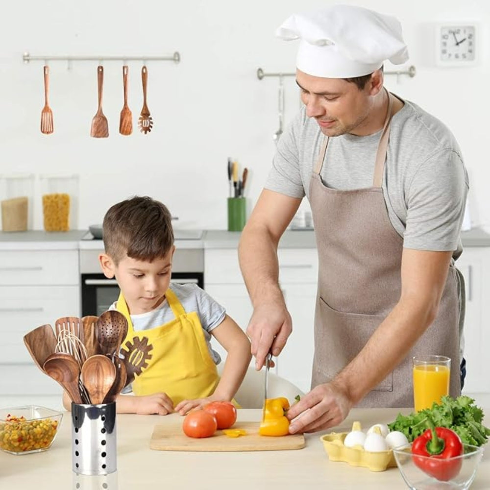 Premium Wooden Cooking Utensils Set - 7 Durable, Non-Stick Kitchen Tools 2