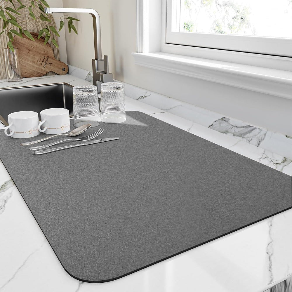 Quick Dry Kitchen Dish Drying Mat - Super Absorbent, Fast Drying Solution 1